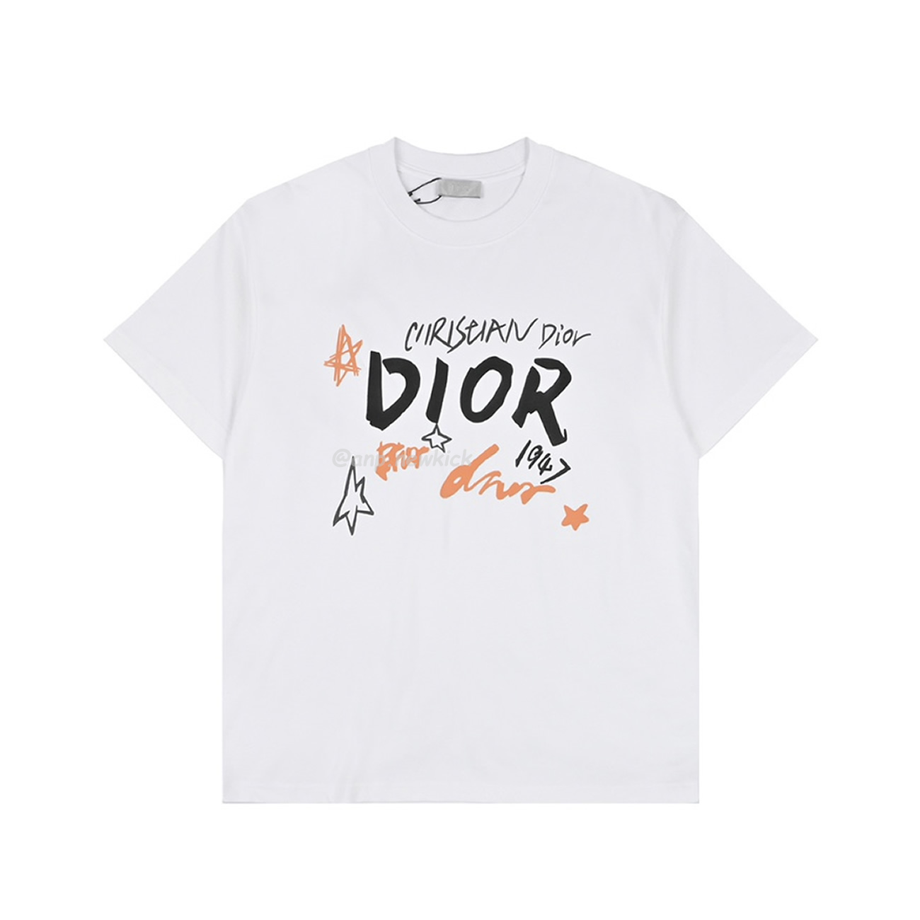 Dior Hand Drawn Sketch Logo Graffiti Short Sleeved T Shirt (2) - www.newkick.vip